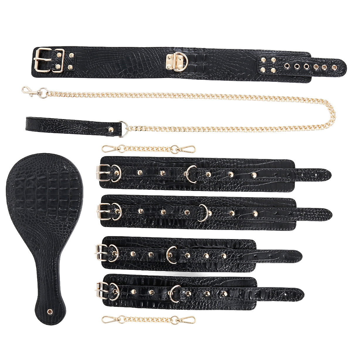 4ピース PUレザー BDSM ボンデージ拘束セット