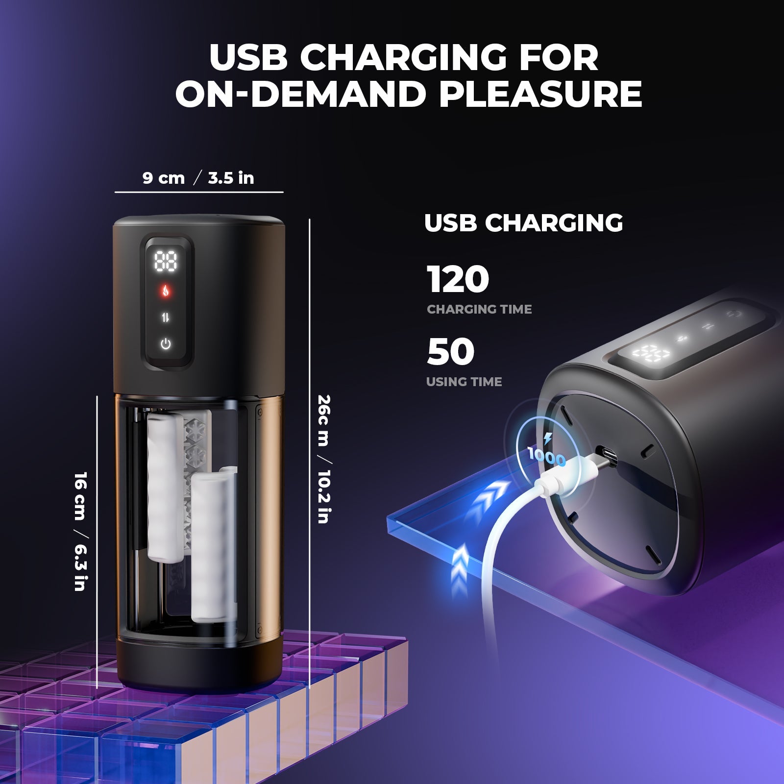 自動男性マスターベーター 6段階の摩擦強度と2段階の加熱レベル付き