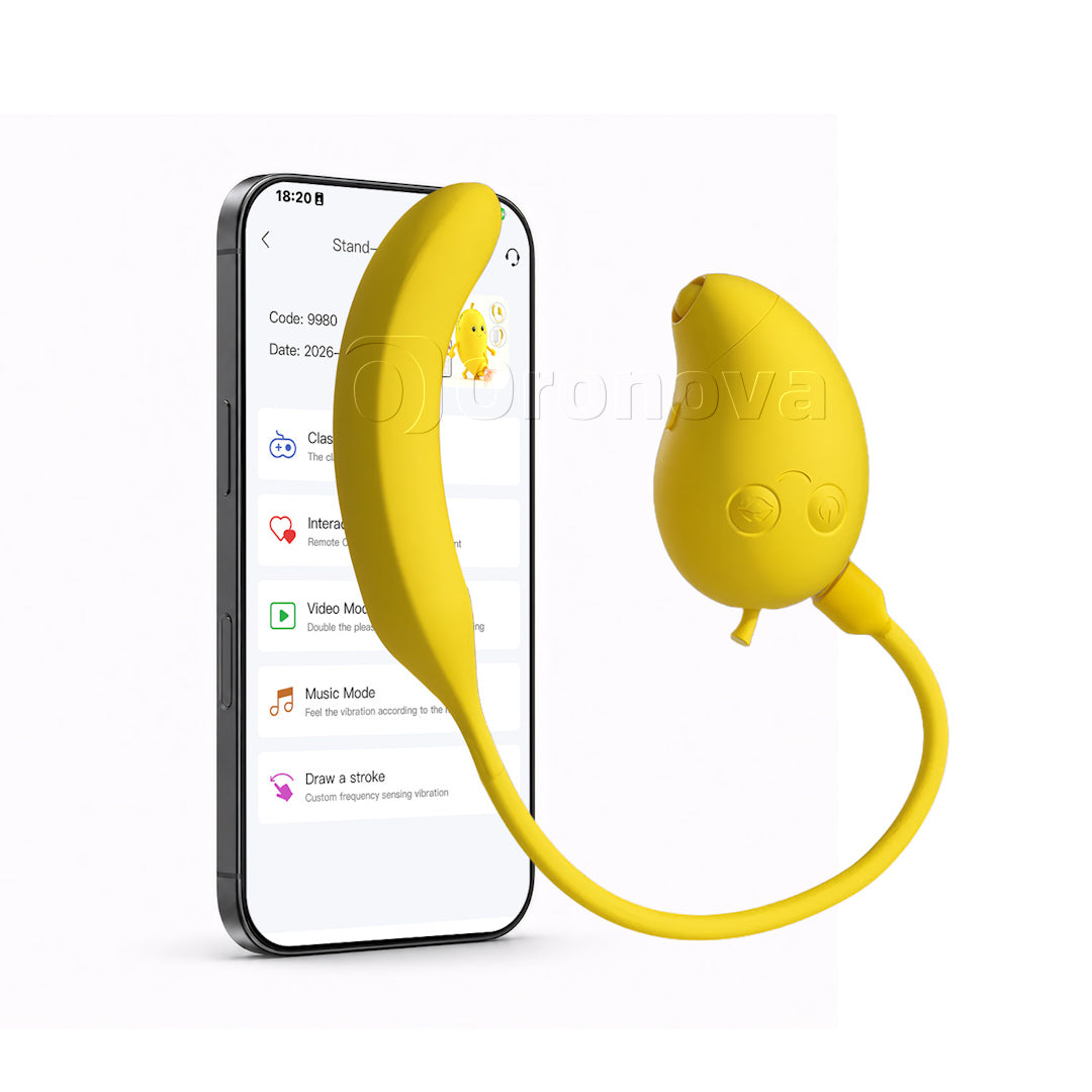 マンゴー＆バナナ 2-in-1 二重刺激 吸引・タッピング Bluetoothバイブレーター